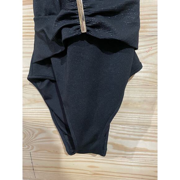 Victoria's Secret Black Sparkle Plunge Bathing Suit, Large - Picture 8 of 10